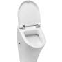 Weißes ROCA NEXO Urinal aus Keramik mit offenem SoftClose Deckel und verdeckter Befestigung.