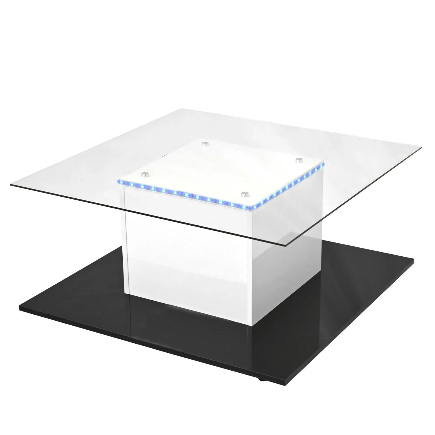 okwish Couchtisch Beweglicher Couchtisch mit Schwenkrädern 80 × 80 cm Weiß