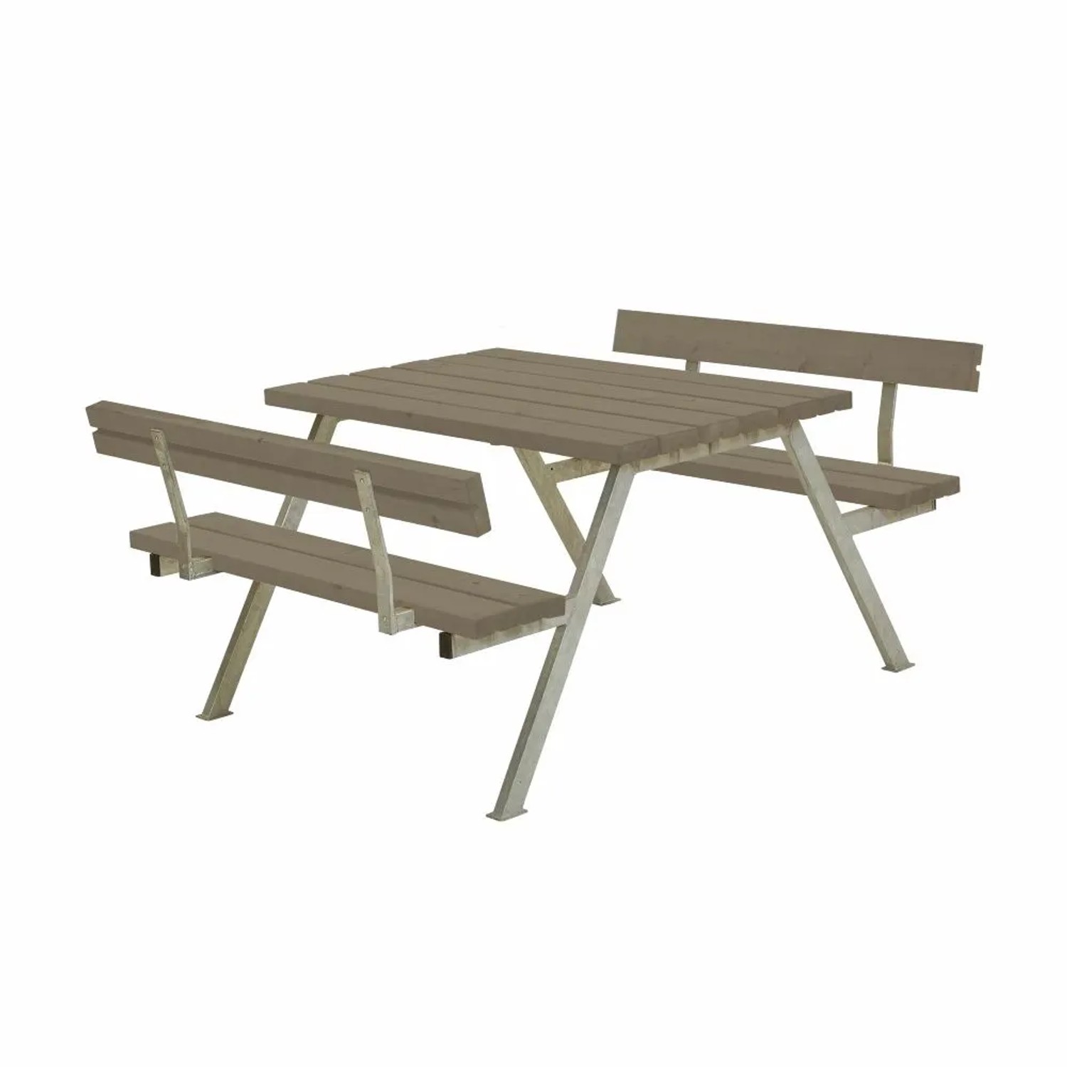 PLUS Gartenmöbel Sitzgruppe 118 cm Klappbar Graubraun mit 2 Rückenlehnen Holz