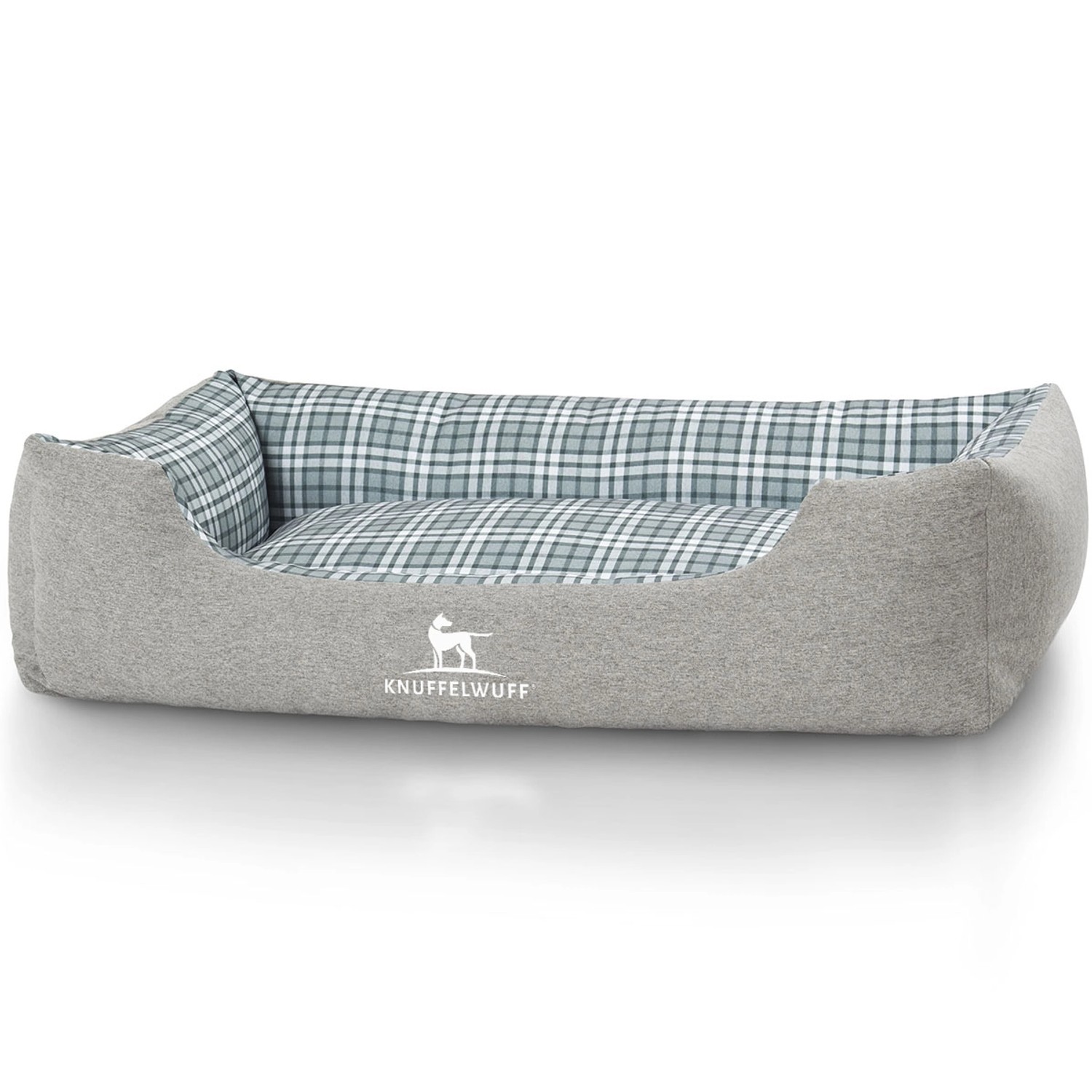 Knuffelwuff Hundebett Lennard Velours XXL 120 x 85cm Grau/Grün günstig online kaufen