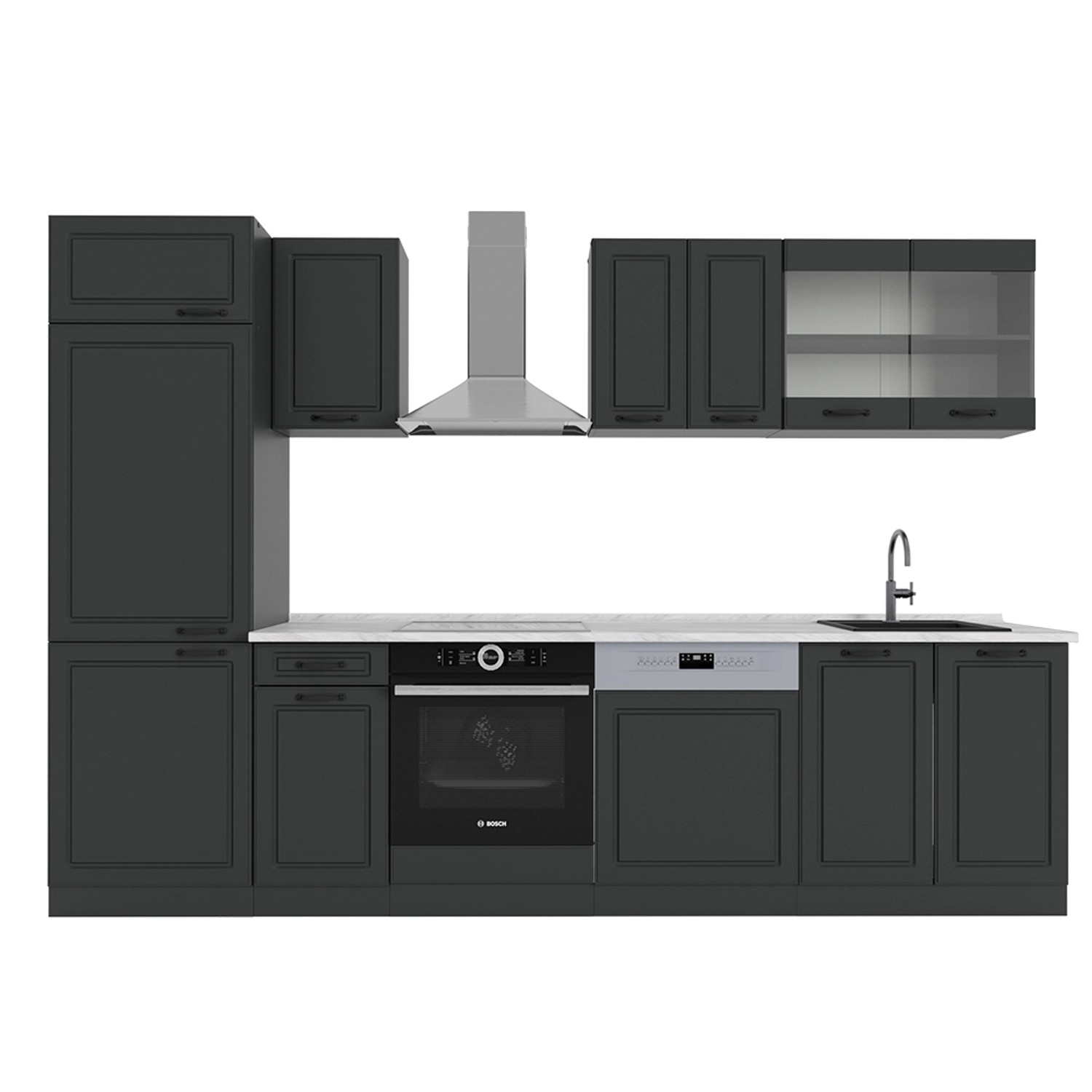 Vicco R-Line Küchenzeile Anthrazit Landhaus/Anthrazit 300 cm AP Marmor günstig online kaufen