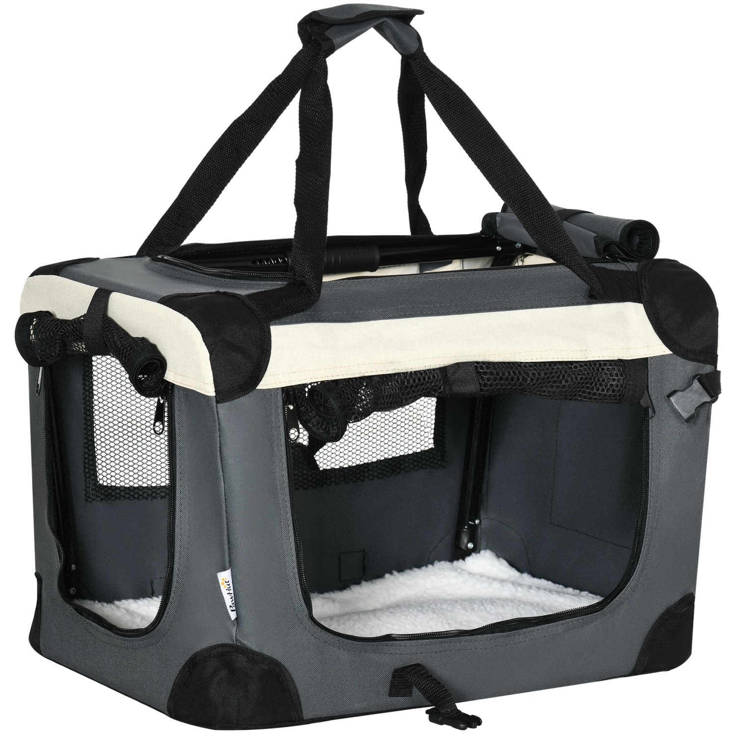 PawHut Hundebox Faltbar mit Kissen 50,5 x 33,5 x 35 cm für Kleine Hunde Gra günstig online kaufen