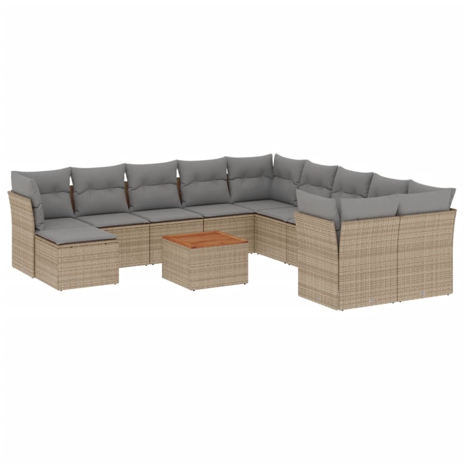 vidaXL 12-Tlg Garten-Sofagarnitur mit Kissen Beige Poly Rattan 3223980 günstig online kaufen