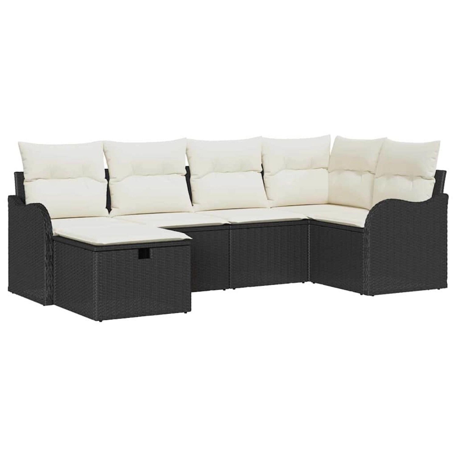 vidaXL Garten-Sofa-Set mit Kissen 6-Tlg Schwarz Poly Rattan 3360308 günstig online kaufen