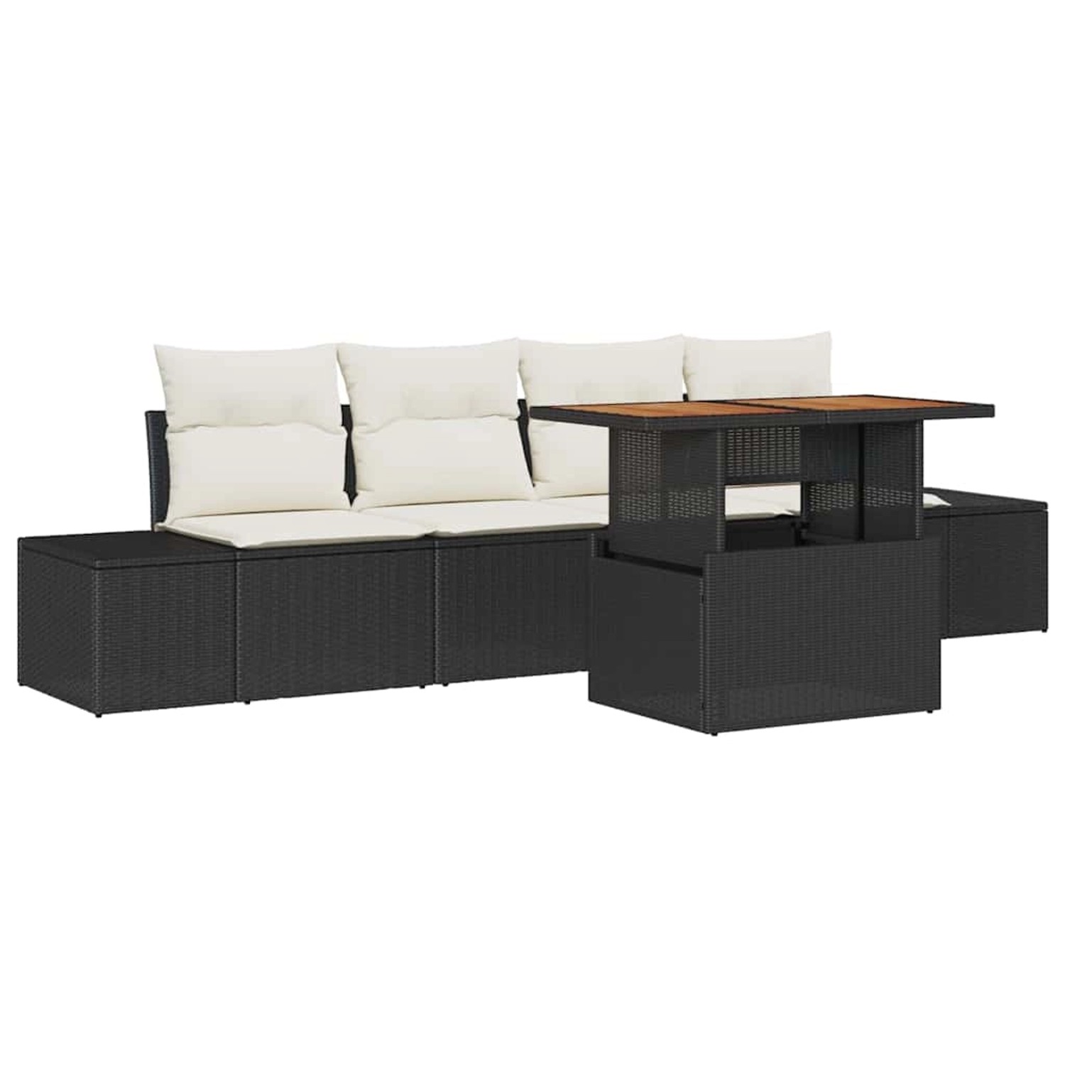 vidaXL Garten-Sofa-Set mit Speicher 5-Tlg Schwarz Poly Rattan 3358630 günstig online kaufen