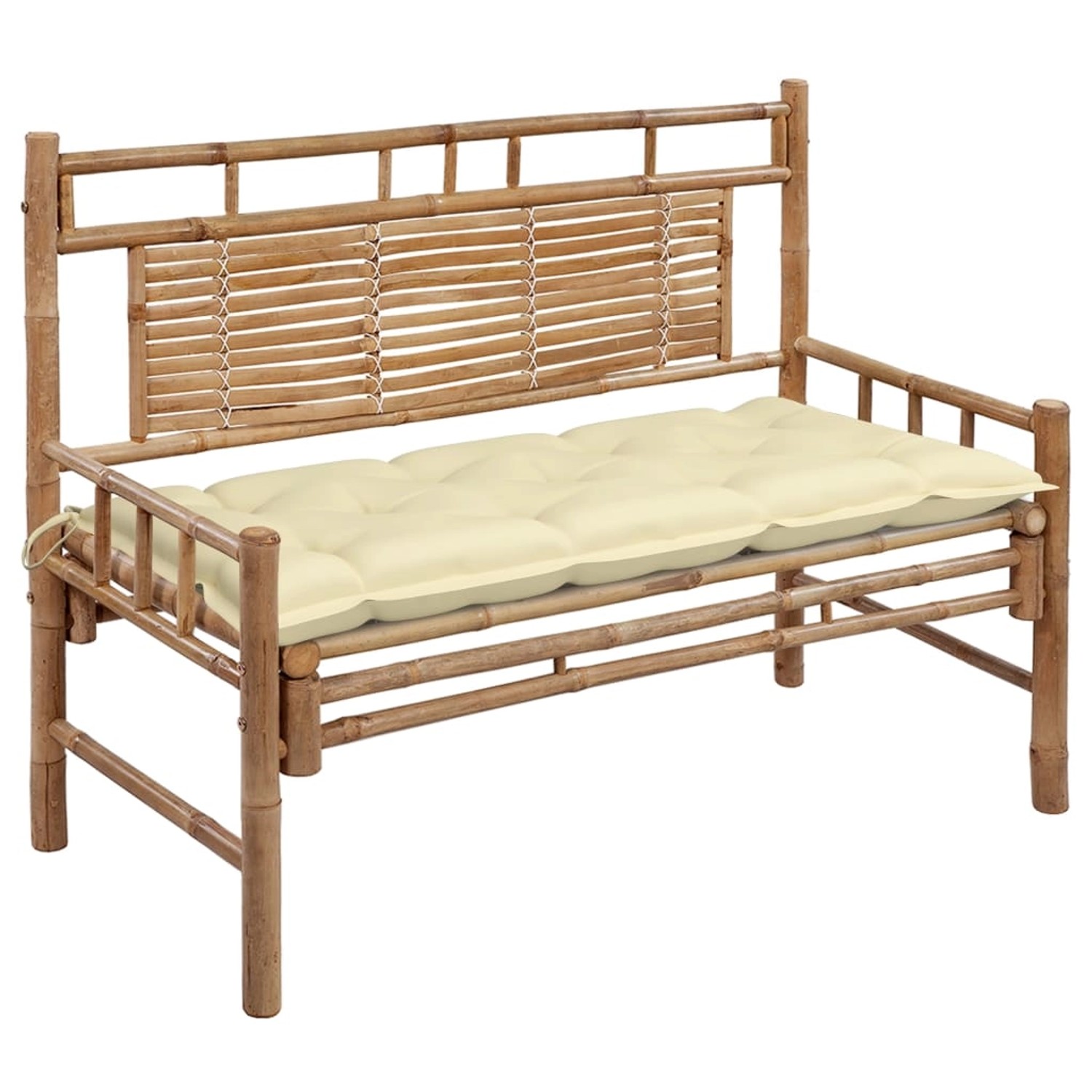 furnicato Gartenbank mit Auflage 120 cm Bambus