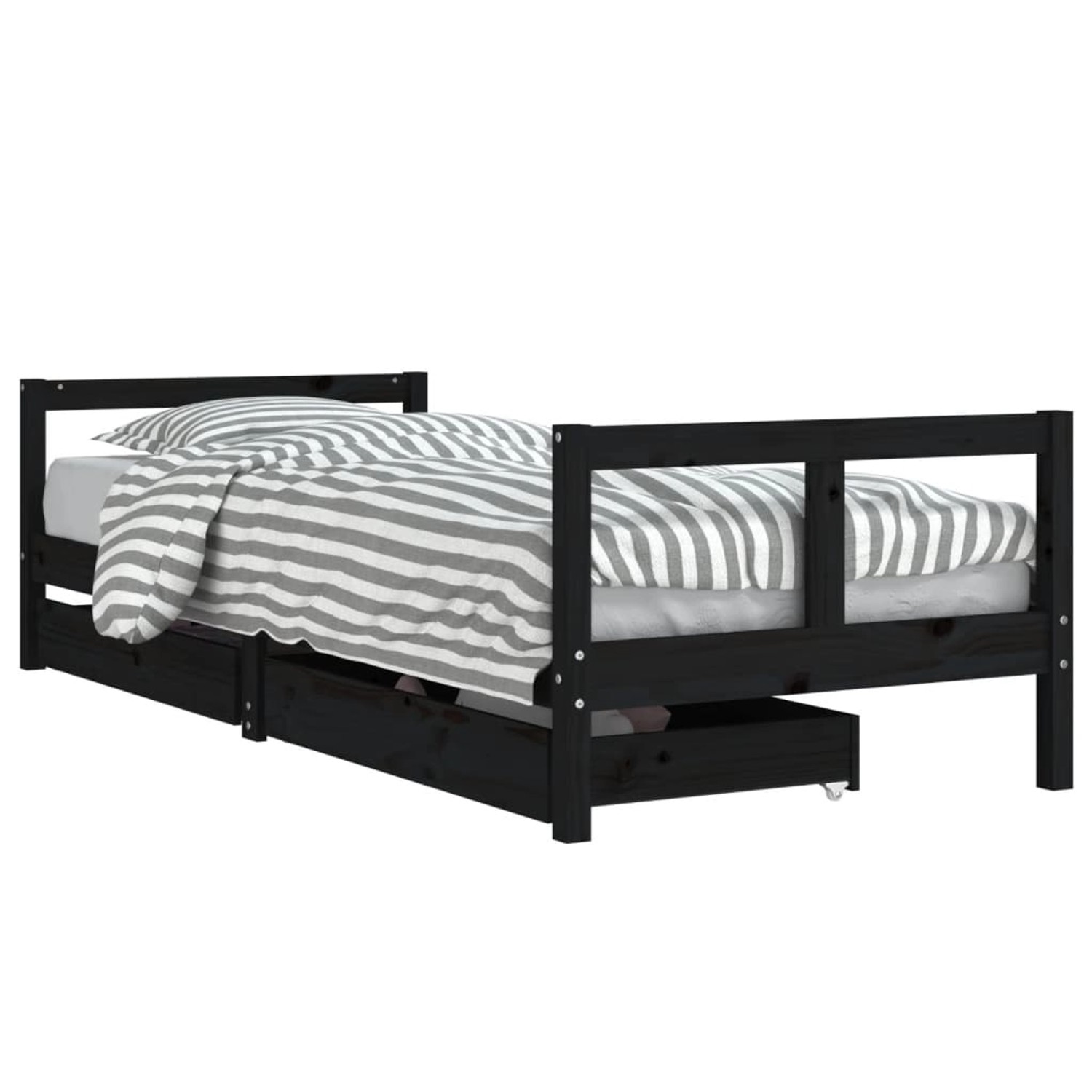 vidaXL Kinderbett mit Schubladen Schwarz 80x200 cm Massivholz Kiefer 834407 günstig online kaufen