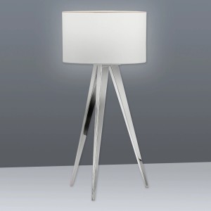 Weiße Näve Tischleuchte mit 3-Bein Stativfuß, 61,5 cm hoch. Design-Tischlampe für Wohnzimmer.