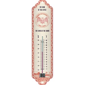 Nostalgic-Art Thermometer im Retro-Design mit Bacardi The King Of The Rums Motiv, 28x6,5cm.