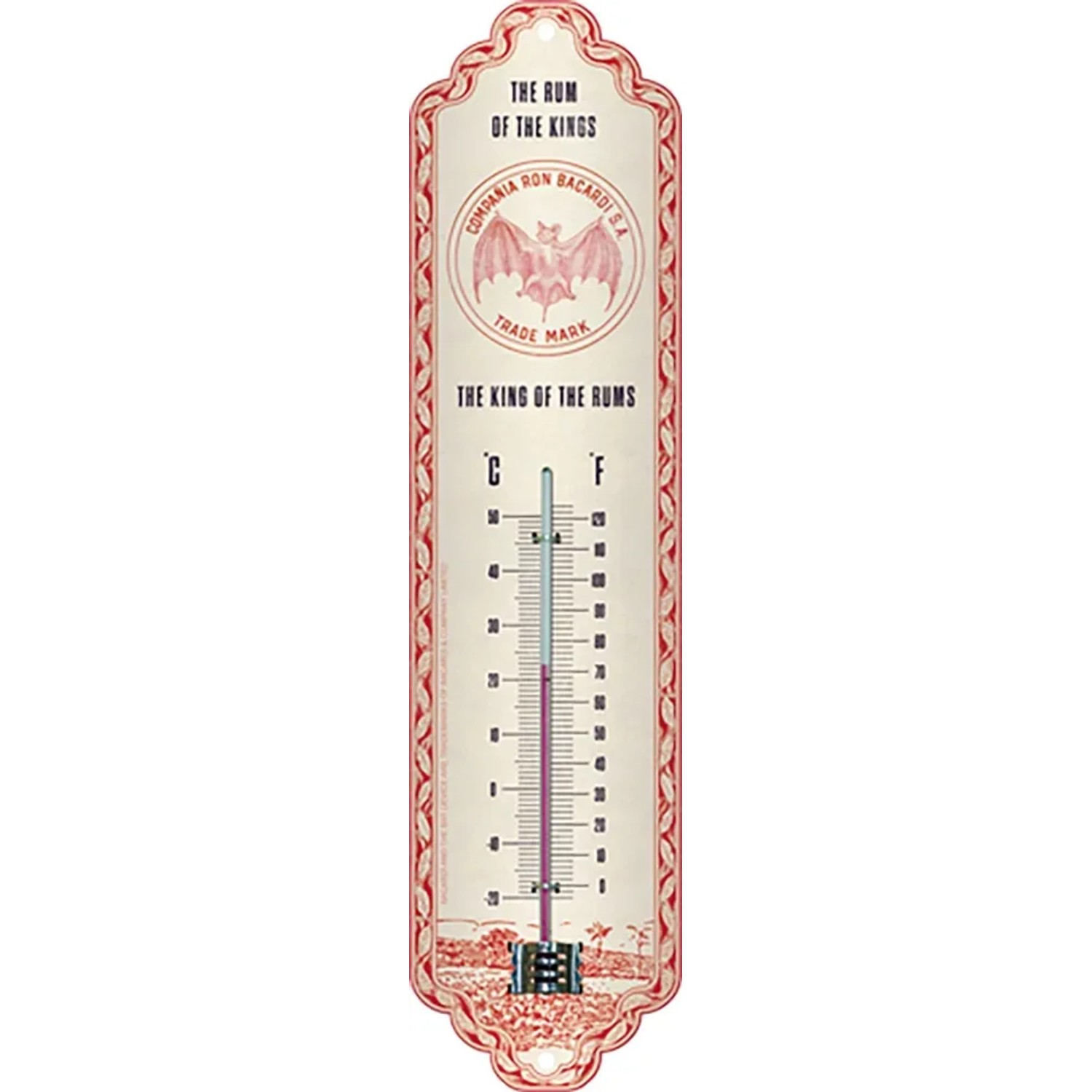 Nostalgic-Art Thermometer Bacardi - The King Of The Rums 28 cm x 6,5 cm