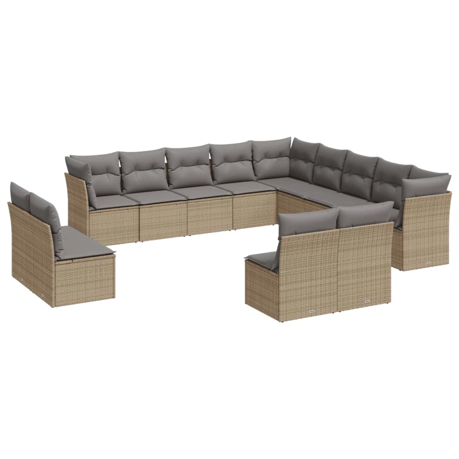 vidaXL 13-Tlg Garten-Sofagarnitur mit Kissen Beige Poly Rattan 3218489 günstig online kaufen