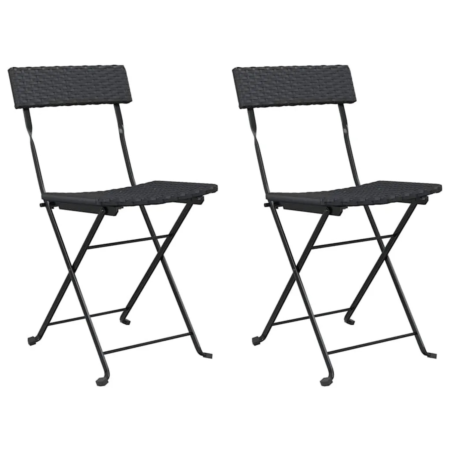 Furnicato Bistrostühle 2 Stk  Klappbar Schwarz Poly Rattan Und Stahl