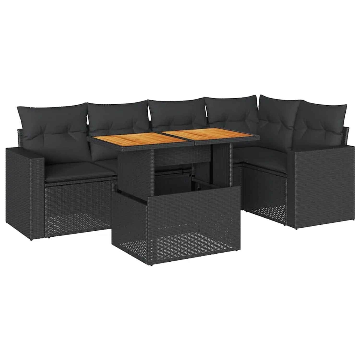 vidaXL 6-Tlg Garten-Sofagarnitur mit Kissen Schwarz Poly Rattan 3327037 günstig online kaufen