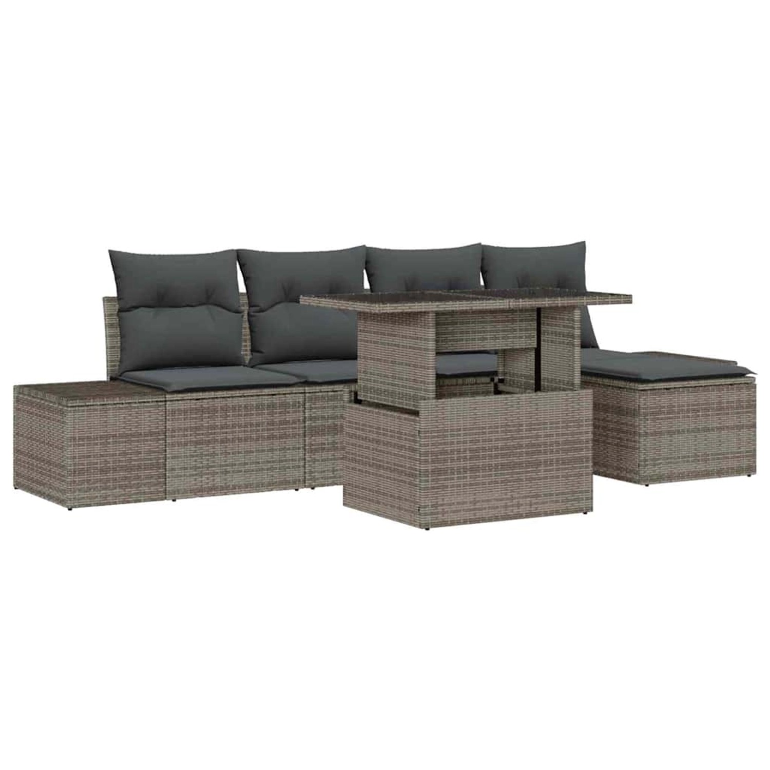 vidaXL 6-Teiliges Garten-Sofa-Set mit Kissen Graues Poly Rattan 3357902 günstig online kaufen