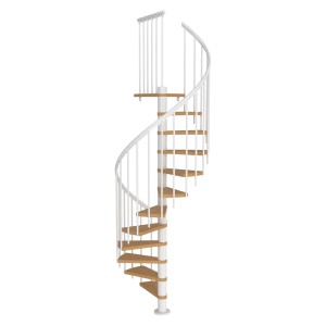 Dolle Spindeltreppe Montreal Ø 120 cm Buchenfurnier Geländer Weiß FSC