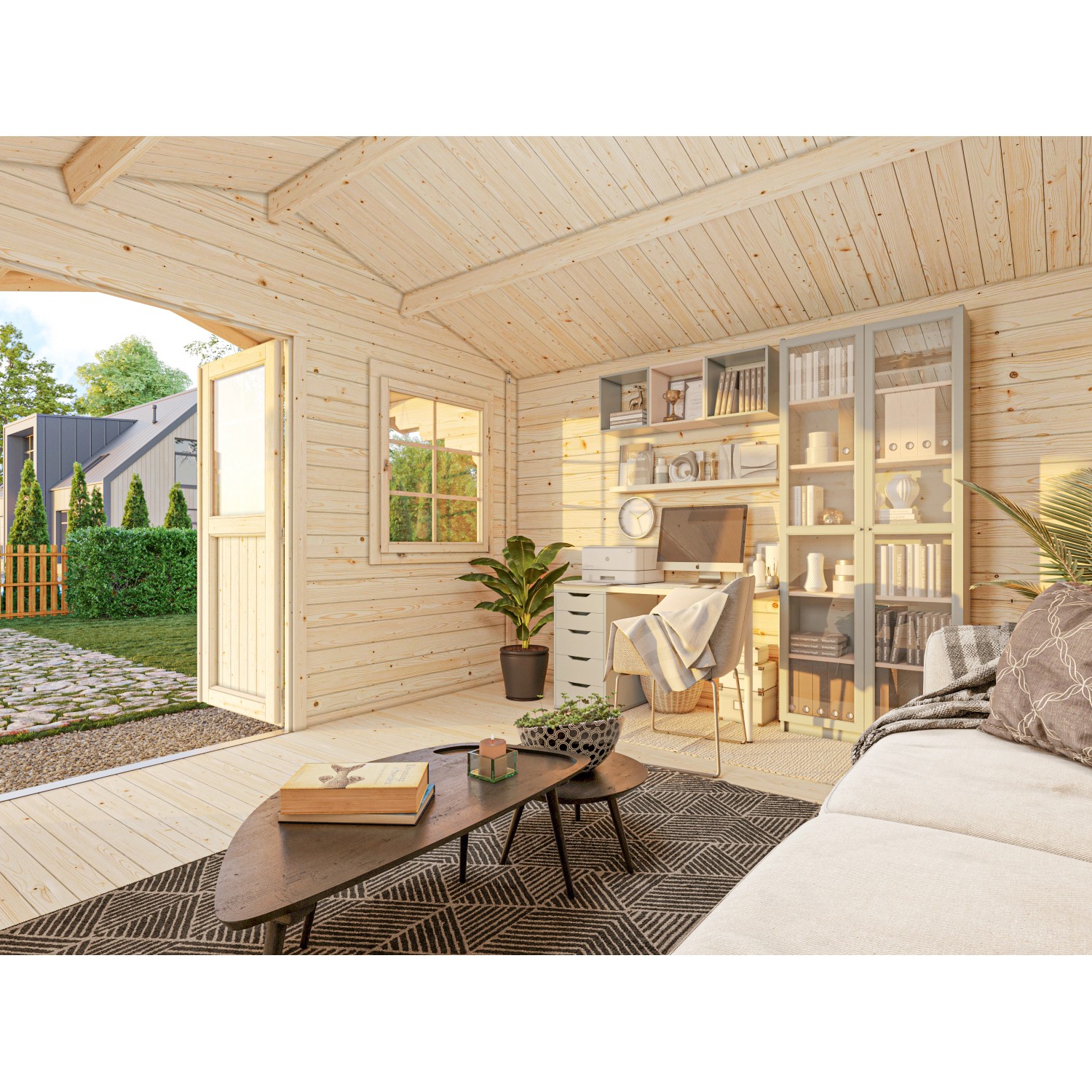 Palmako Gartenhaus Sally 360 x 360 cm Lackiert Grau-Anthrazit FSC® günstig online kaufen