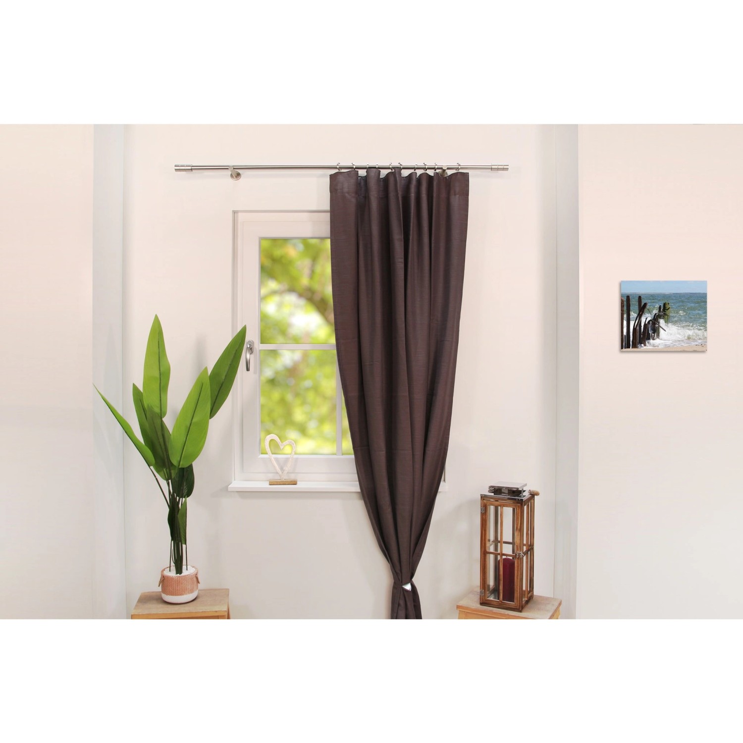 Deco-Raum Gardinenstange nach Maß 1-Lauf Zylinder Ø 25mm Edelstahl-optik 170cm_7