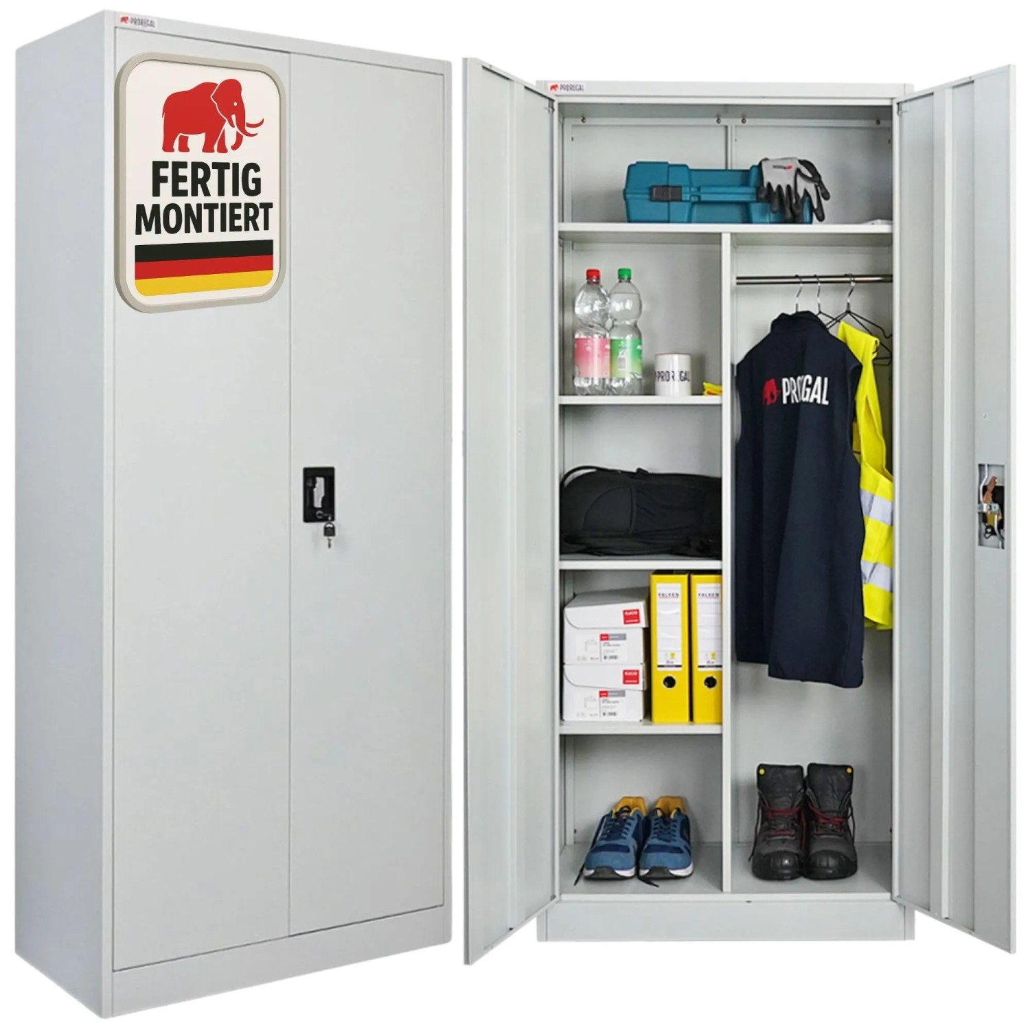 PROREGAL Flügeltürenschrank ELEPHANT Komplett Montiert 2 Türen Abschließbar günstig online kaufen