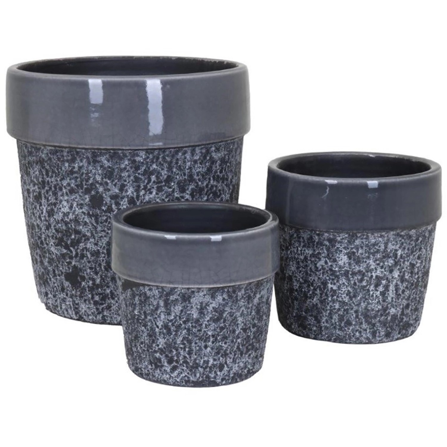 A.H.G. Keramik Übertopf Vulcano Shiny Konisch Graul 14 cm x 13cm kaufen