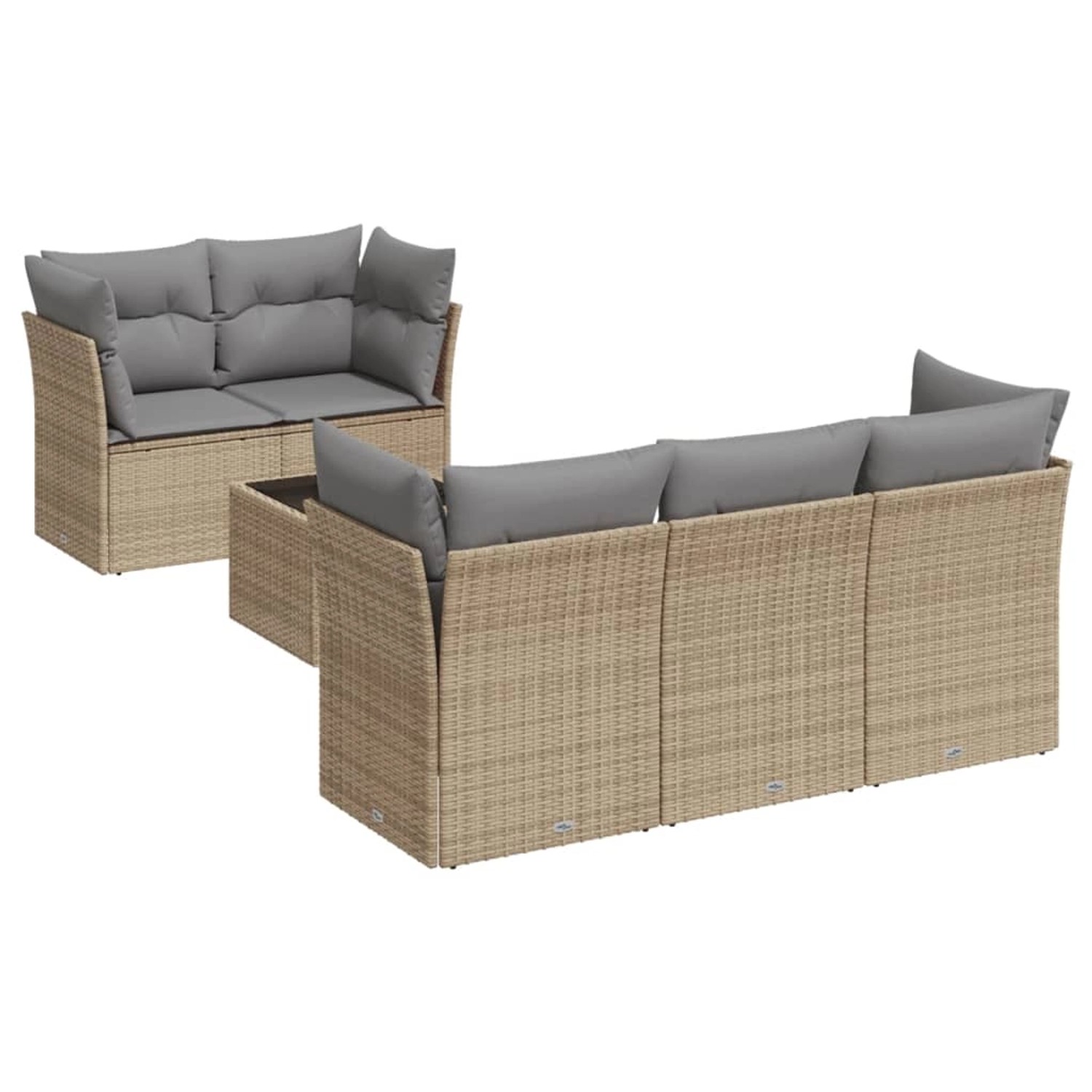 vidaXL 6-Tlg Garten-Sofagarnitur mit Kissen Beige Poly Rattan 3249088 günstig online kaufen