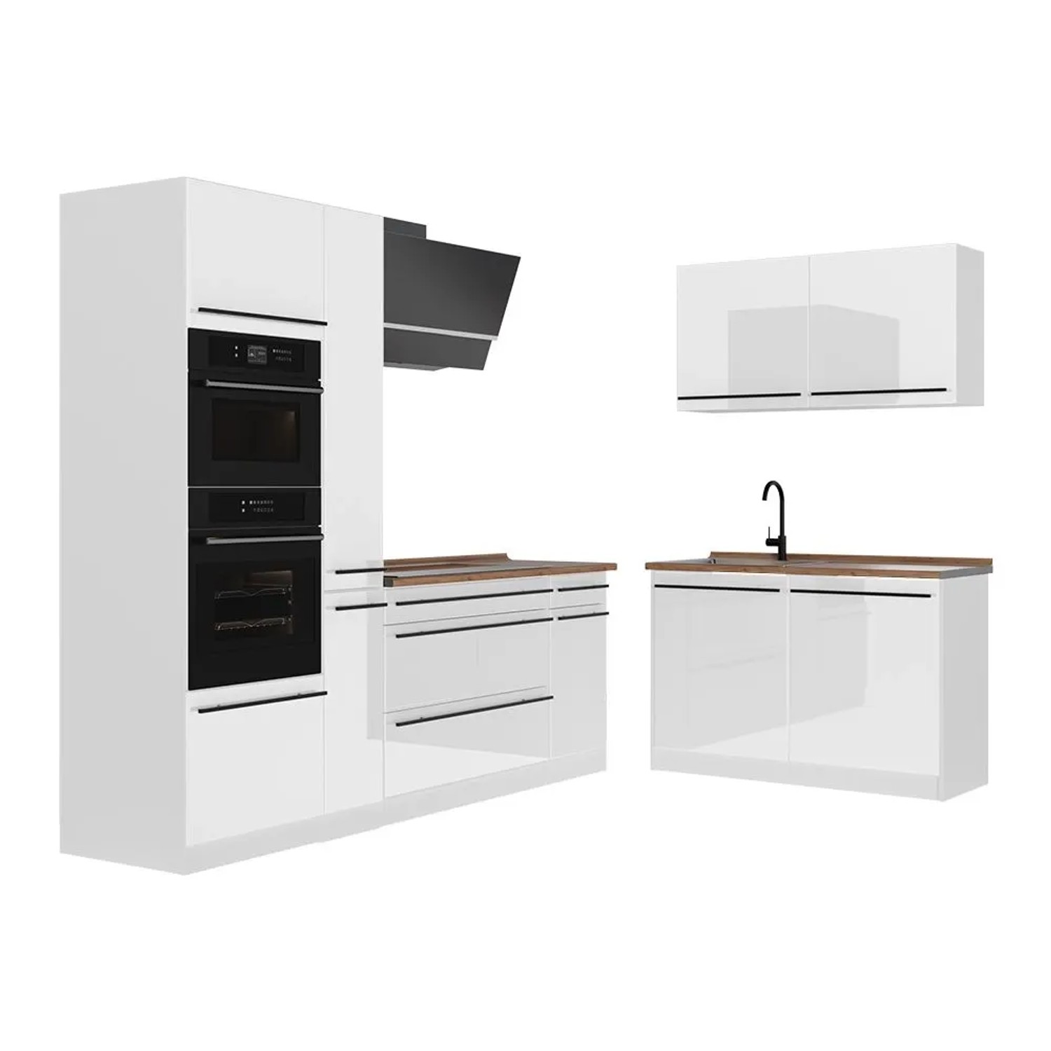 Vicco Eckküche R-Line Weiß Hochglanz/Weiß 230 x 207 Arbeitsplatte Goldkraft Eiche Art Nr 66746
