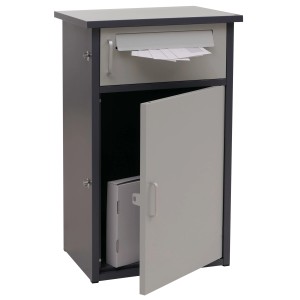 PROREGAL Paketkasten aus Stahl, dunkelgrau/grau, mit offenem Paketfach und Briefeinwurf. Sicher für Post und Pakete.