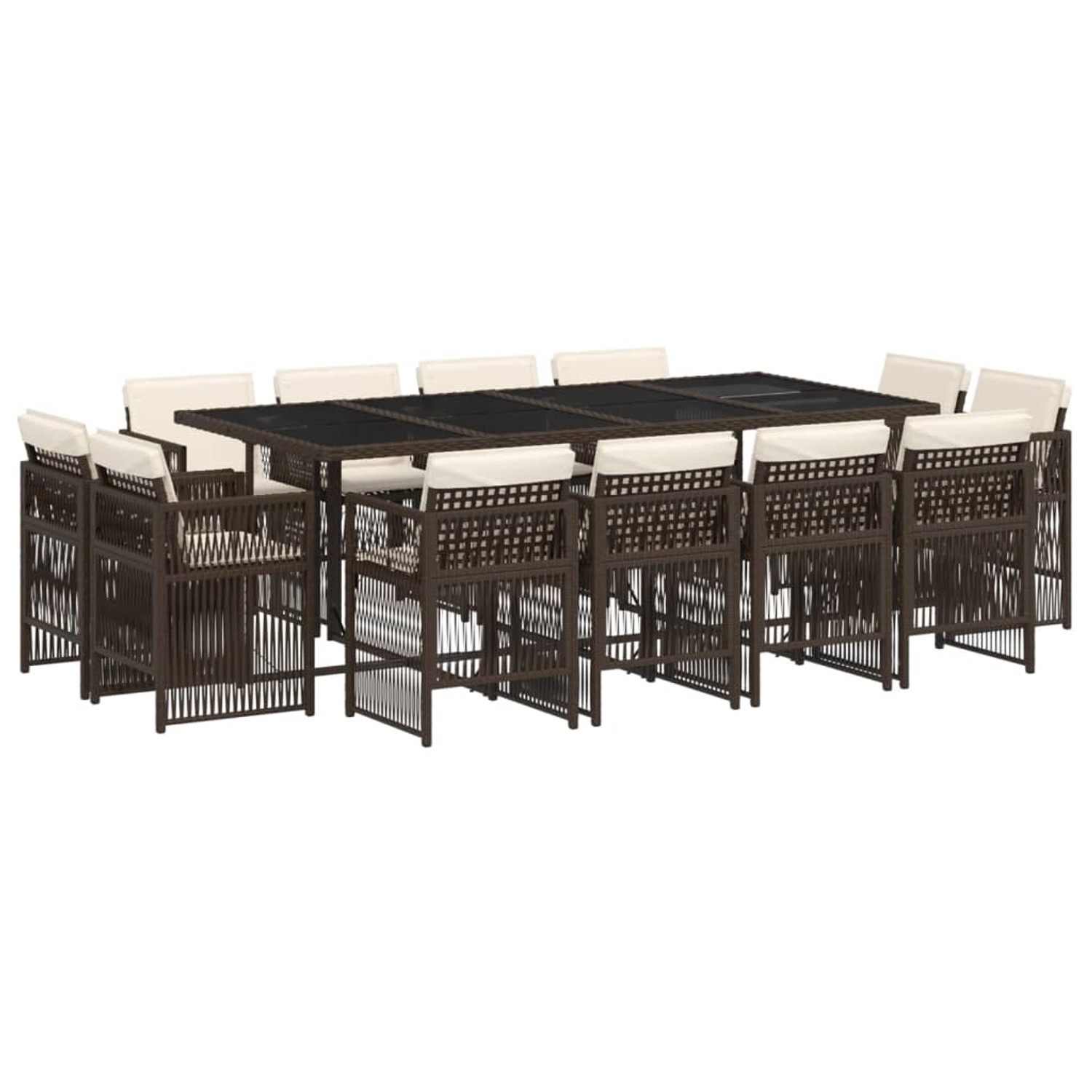vidaXL 13-Tlg Garten-Essgruppe mit Kissen Braun Poly Rattan 3211041 günstig online kaufen