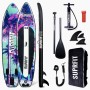 Suprfit Stand-Up Paddling Board Sunset Vice Komplettset mit tropischem Palmen-Design in Blau, Pink, Türkis. Inkl. Paddel, Pumpe, Finnen, Rucksack.