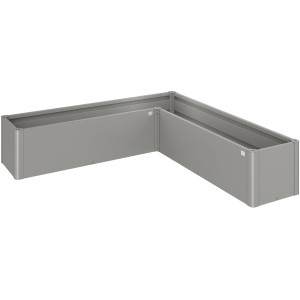 Biohort Pflanzbeet Belvedere Mini, Gr. L200, Quarzgrau-Metallic, Metall-Hochbeet in L-Form.