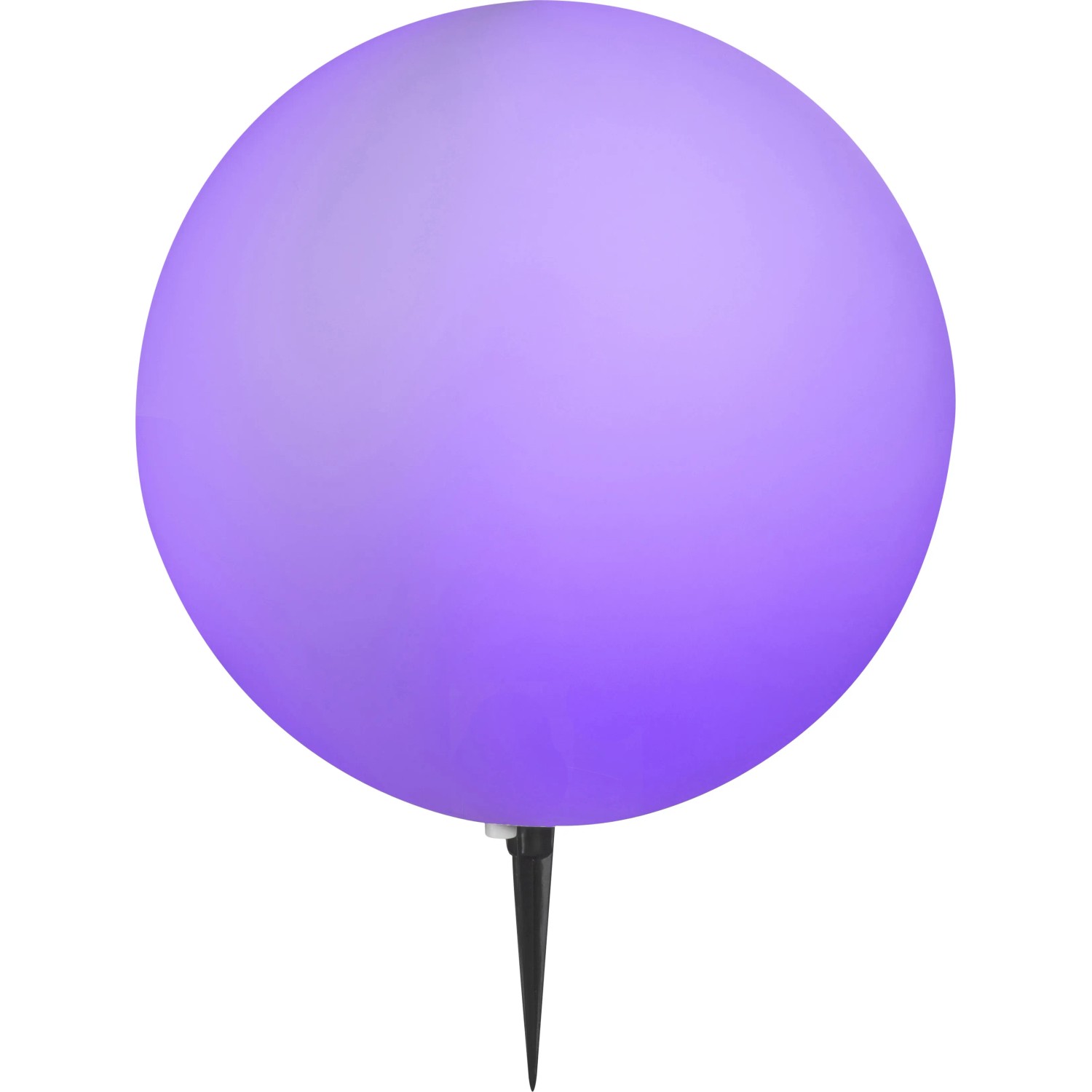 Weiße Globo Kugelleuchte TOULA mit Erdspieß für den Garten.