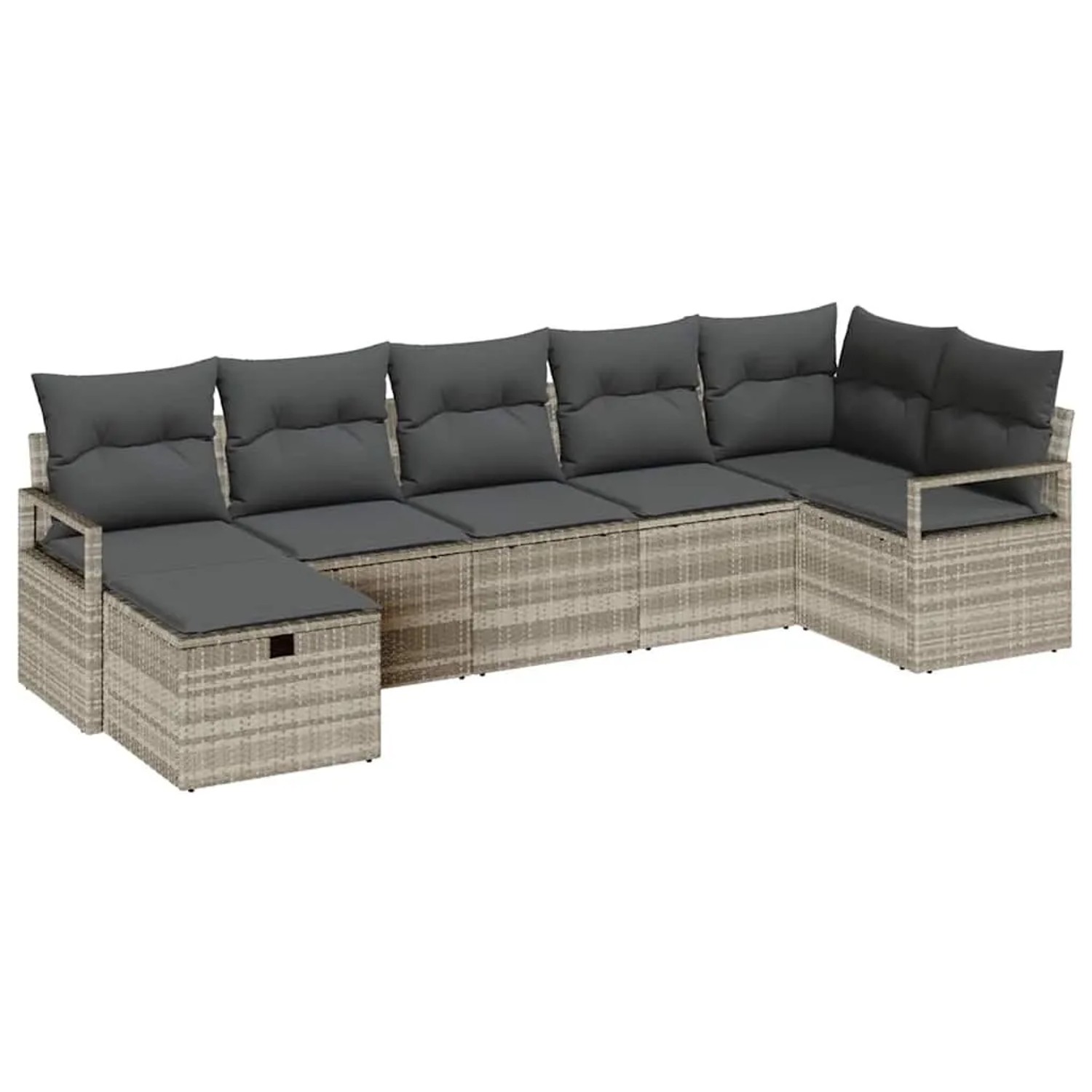 vidaXL Sofa Set mit Kissen mit Speicher 7-Tlg Hellgrau Poly-Rattan 3359201 günstig online kaufen