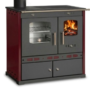 Prometey LTD Holzherd ECO LUX INOX Mit Edelstahlbackfach Bordeaux Linke Version