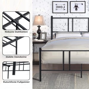 Costway Metallbett 200 x 140 cm mit Lattenrost & Stauraum Unter Bett