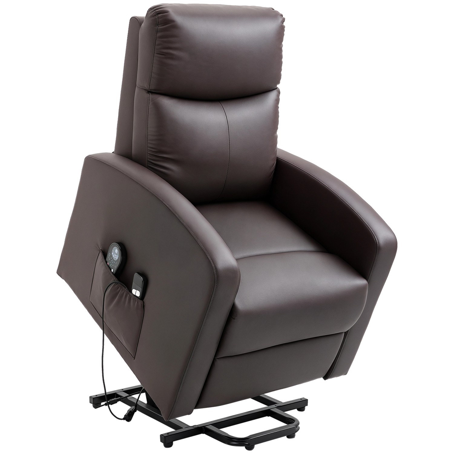 Thumbnail - HOMCOM Sessel mit Aufstehhilfe Kunstleder Schaumstoff Braun 72L x 89B x 105H cm