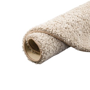 Gerollter, runder, beiger Hochflorteppich Milano (160x160cm) von Snapstyle.