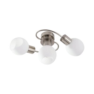 Moderne 3-flammige Lindby Deckenlampe Ciala in Alu/Glas für Wohnzimmer.