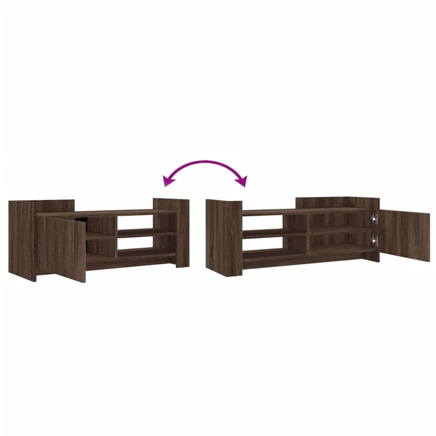 VidaXL TV-Schrank, braune Eichen-Optik, 100x35x40 cm, Holzwerkstoff, mit Tür und offenen Fächern.