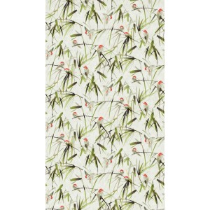 Livingwalls Fototapete mit Vögeln, Bambus in Beige, Grün, Schwarz und Rot, 159x280 cm.