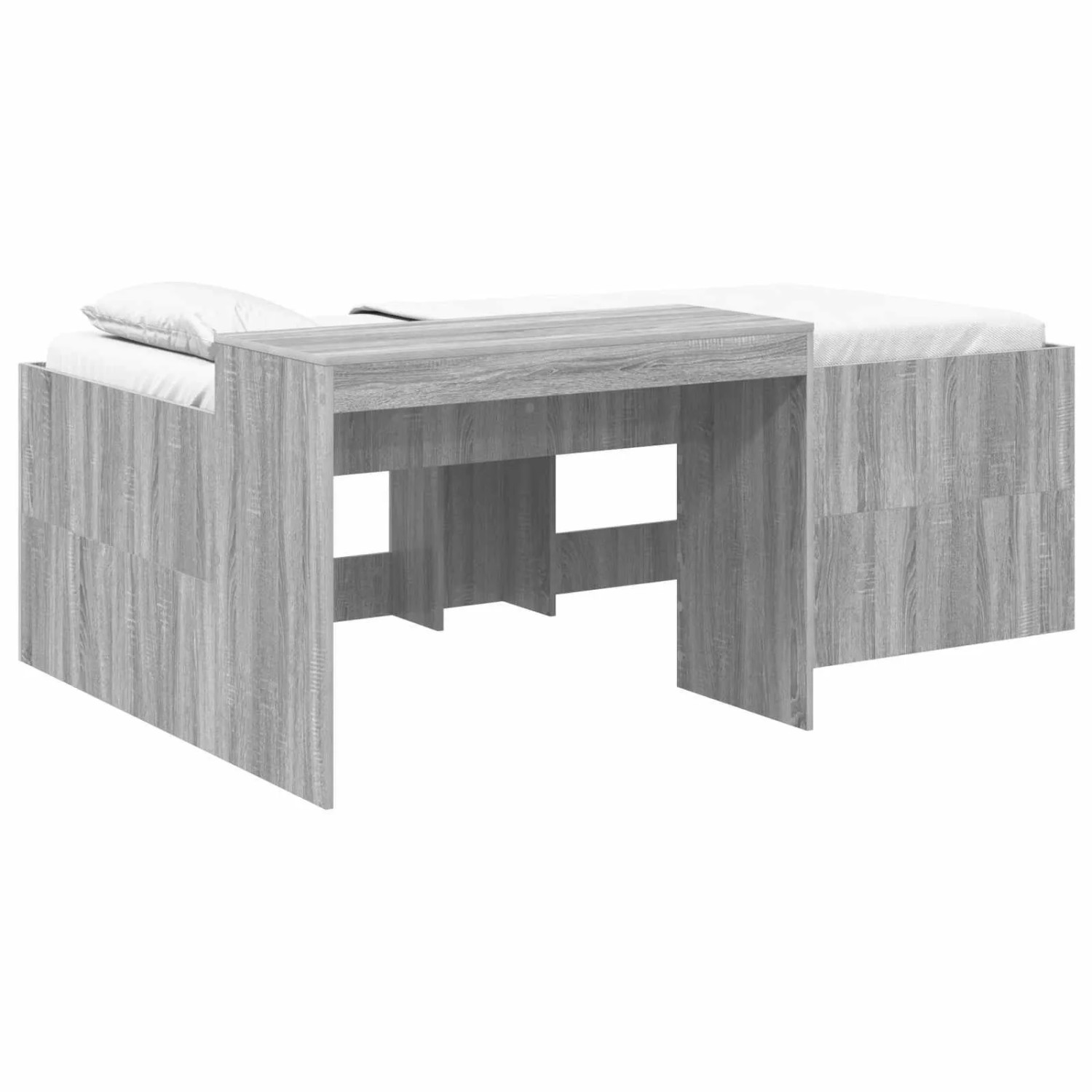 vidaXL Hochbett mit Schreibtisch für Kinder Grau Sonoma 90 x 200 cm 3422656