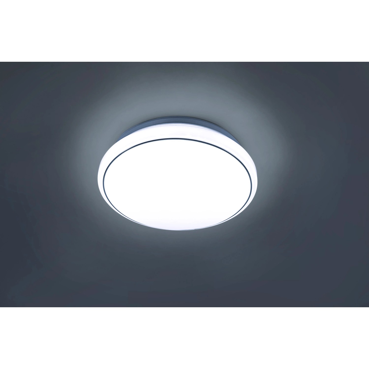 Weiße LED-Deckenleuchte Jupiter, Ø 35 cm, mit Sternenhimmel-Optik für stimmungsvolle Beleuchtung.