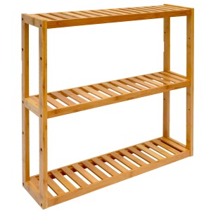 DuneDesign Bambus Regal, Badregal mit 3 Ablagen, 60x54x15cm, ideal für Bad und Küche.