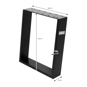 ML-Design Tischkufen Set, 80 Grad Neigung, 40x43 cm, Schwarz Matt, für Esstische.