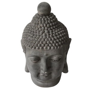 Grauer Buddha Kopf Deko-Aufsteller (50 cm) von Boltze für stilvolle Gartendekoration.