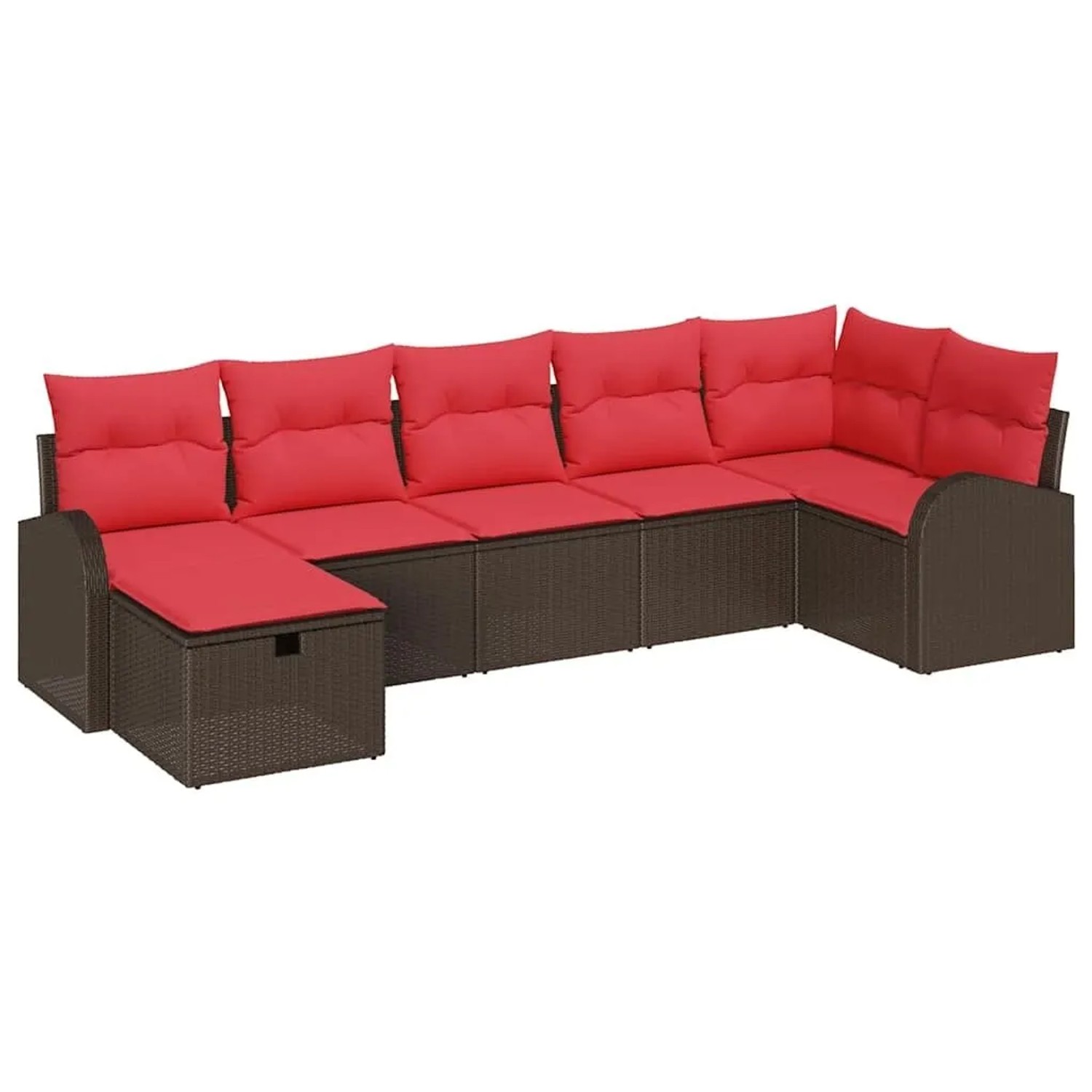 vidaXL Gartensofa-Set mit Kissen mit Speicher 7-Tlg Braun Poly-Rattan 3360435