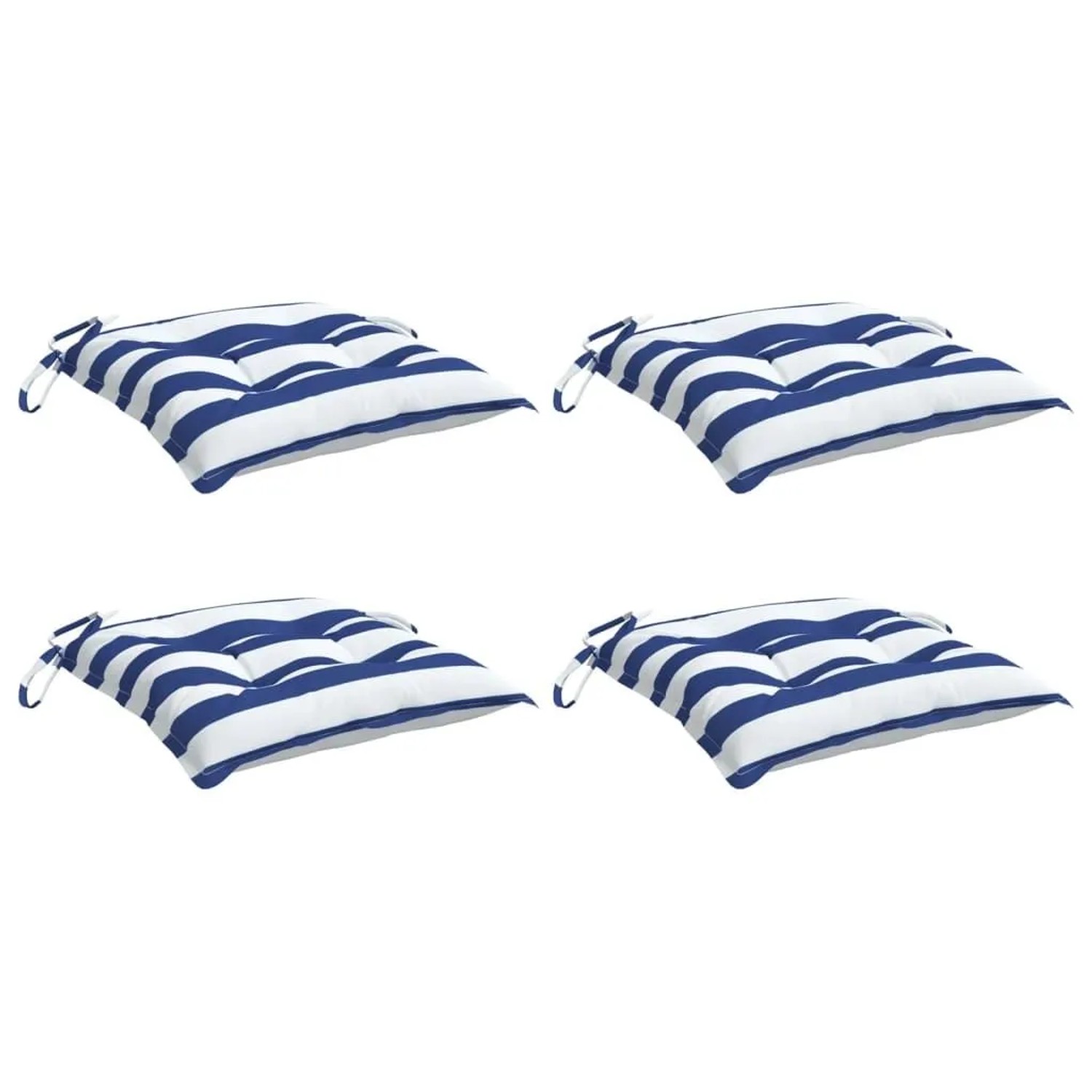 vidaXL Stuhlkissen 4 Stk Blau & Weiß Gestreift 40x40x7 cm Stoff 361487