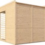 Bertilo Pavillon Garten-Lounge aus Holz, 234x226 cm, naturbelassen mit Lamellenwand.