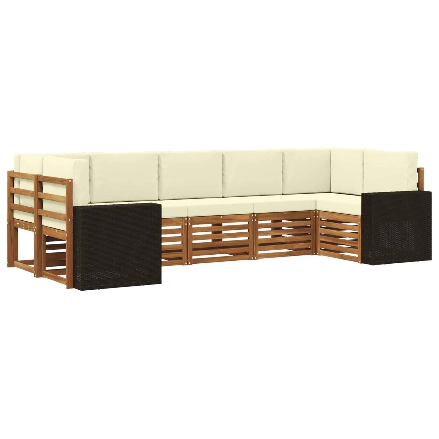 vidaXL Ecksofa Set mit Kissen 7 Stk Natur und Creme Polyester 3384811