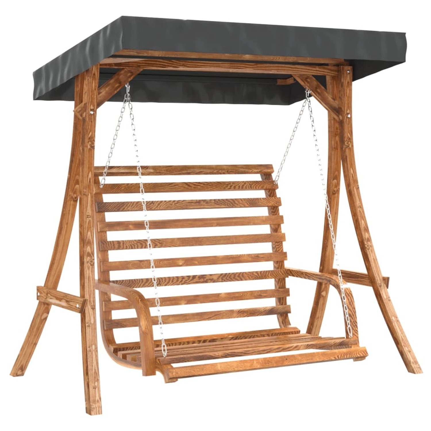 vidaXL Hollywoodschaukel mit Dach Massivholz Fichte mit Teak-Finish 3200628 günstig online kaufen
