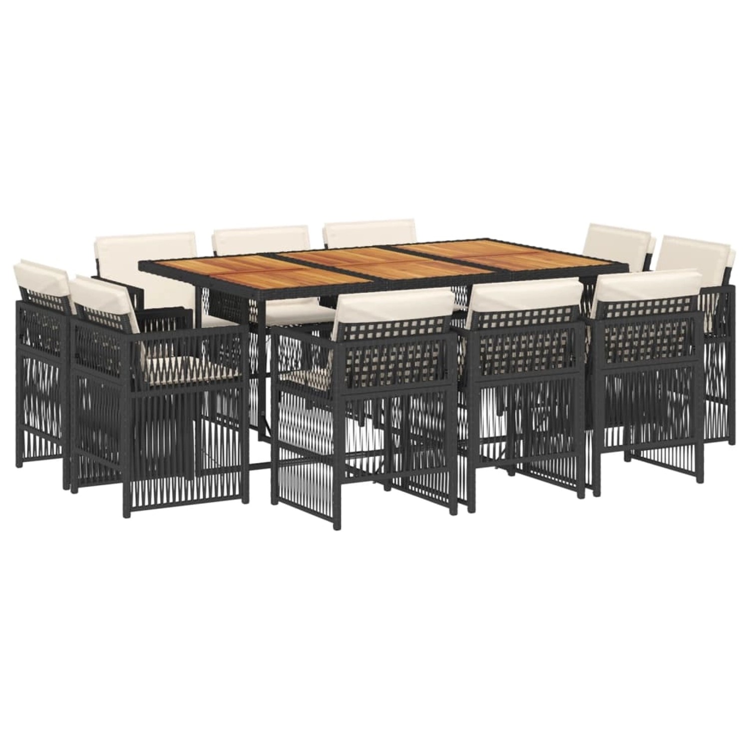 vidaXL 11-Tlg Garten-Essgruppe mit Kissen Schwarz Poly Rattan 3211035 günstig online kaufen