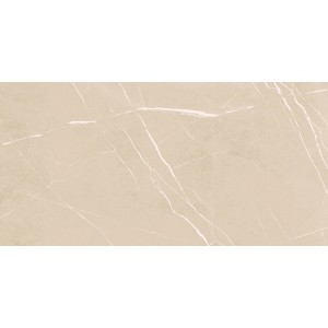 Beige, polierte Feinsteinzeug Bodenfliese, 60x120 cm, mit Marmorierung für Innenräume.